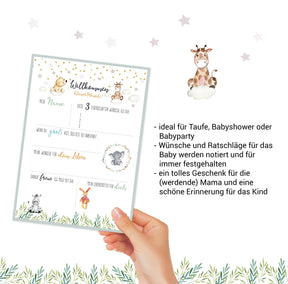 10 Gästebuch-Karten zur Taufe