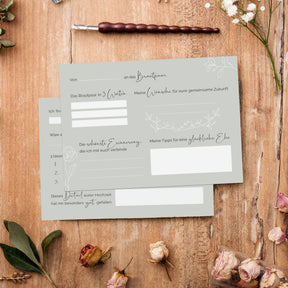 10 Gästebuch-Karten für die Hochzeit in DIN A6 | Farbe salbei